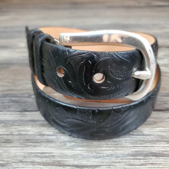 Annabella Genuine Leather Black Belt Size Medium Minimalist Classic Preppy - Picture 3 of 7